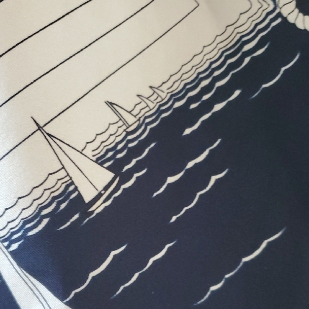 PATRICIA PARIS Nautical Navy and White Scarf  27 Square - Picture 5 of 9